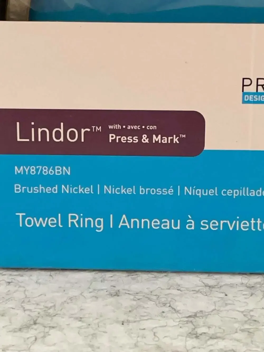 Moen Lindor Towel Ring with Press & Mark and Spot Resist in Brushed Nickel (MY87